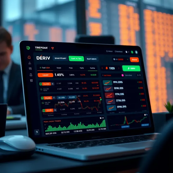 Deriv Platform Interface with Trading and Risk Management Features Deriv trading platform interface showing market options and risk management tools