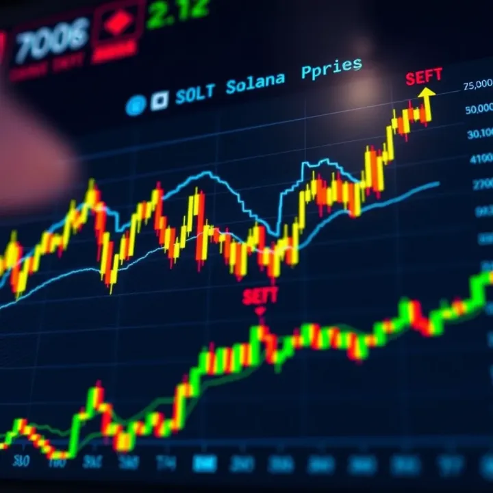 Graph showing fluctuating price trends of Solana cryptocurrency