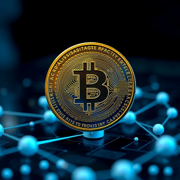 Illustration of Cyber Coin connected to blockchain nodes representing technology and network adoption
