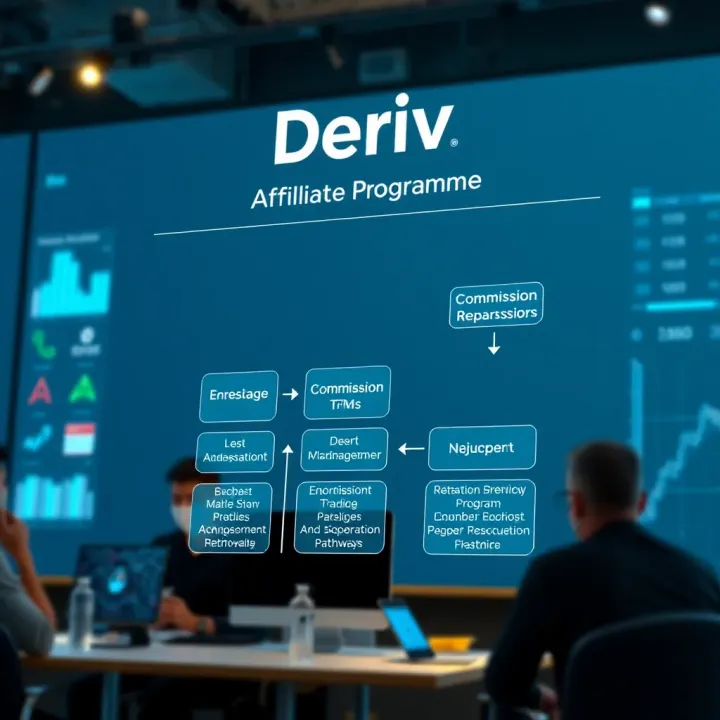 Diagram showing the structure of the Deriv affiliate programme with commission pathways
