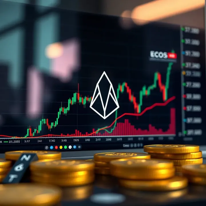Graph showing EOS coin price fluctuations over time with key market events