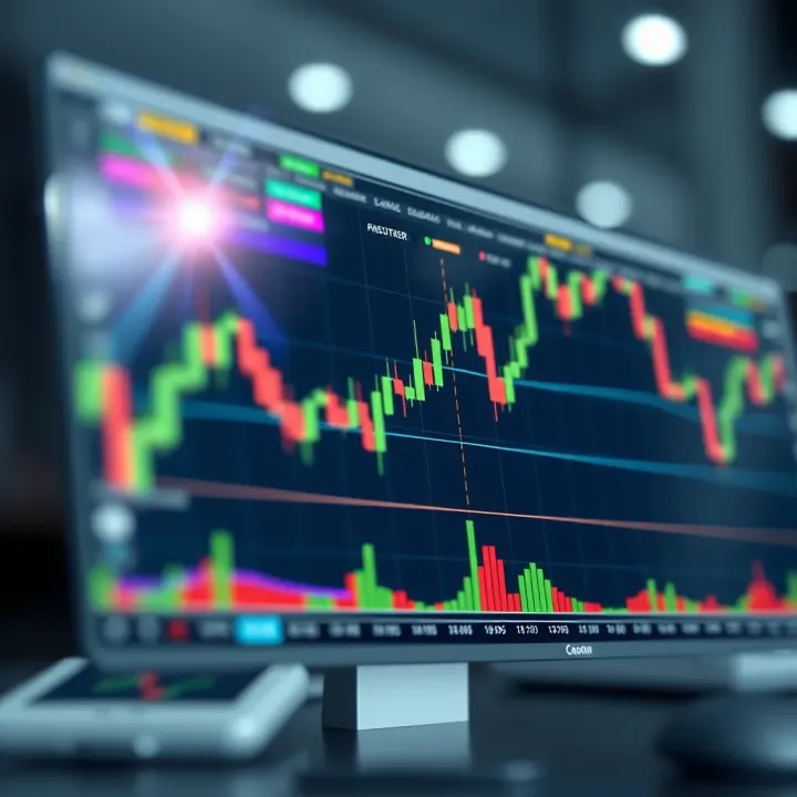 Technical Chart Analysis with Trading Indicators Interactive chart displaying candlestick patterns and technical indicators for trading analysis
