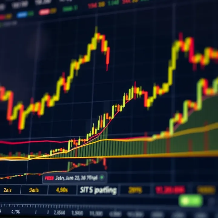 Chart showing Ethereum price fluctuations with highlighted technical analysis indicators