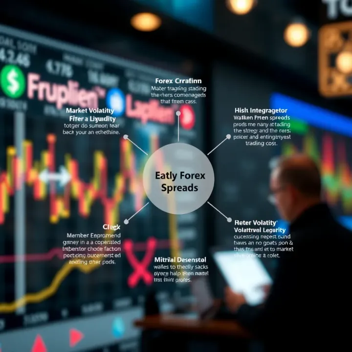 Key Factors Affecting Forex Trading Spreads Diagram illustrating factors influencing forex spreads including market volatility and liquidity