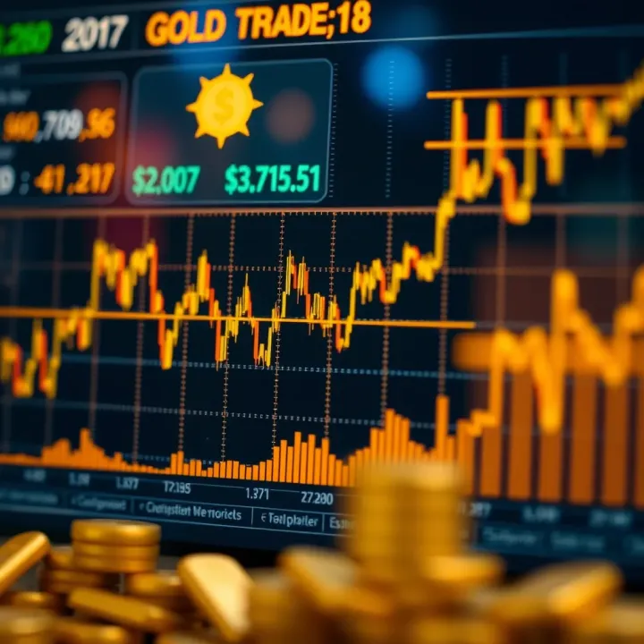 Graph showing fluctuations in gold prices with economic indicators highlighted