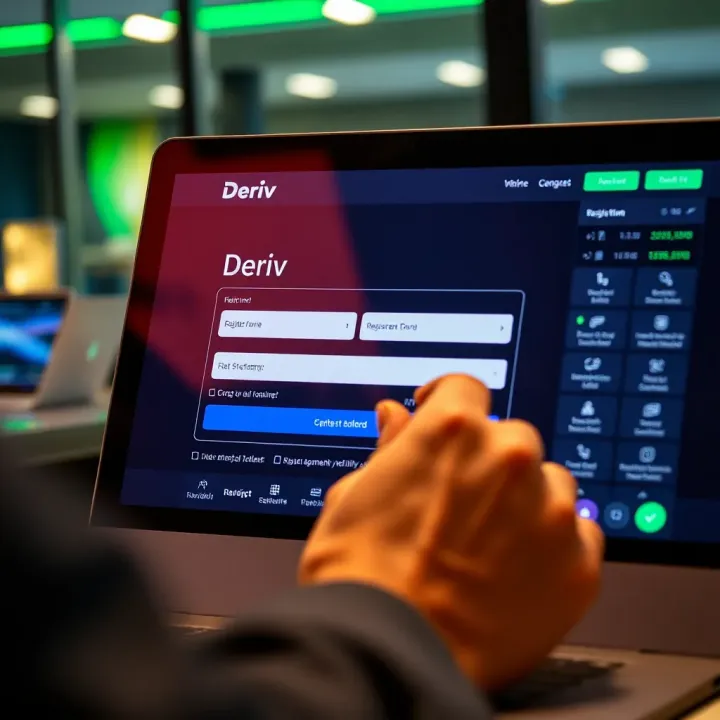 User filling out registration form on Deriv trading platform