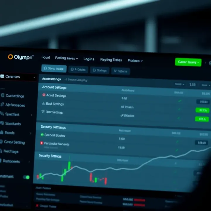 Dashboard of Olymp Trade after successful login with sections for account settings and security options
