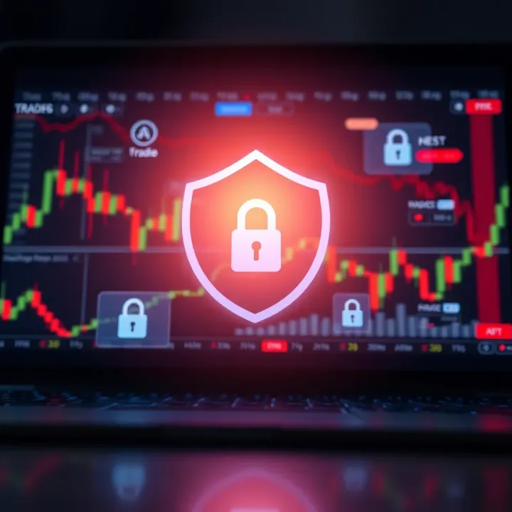 Secure and Diverse Trading Options on QXBroker.com Conceptual illustration of secure online trading with financial graphs and digital security icons