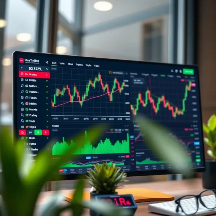 User interface of a popular trading platform displaying market charts and analytics
