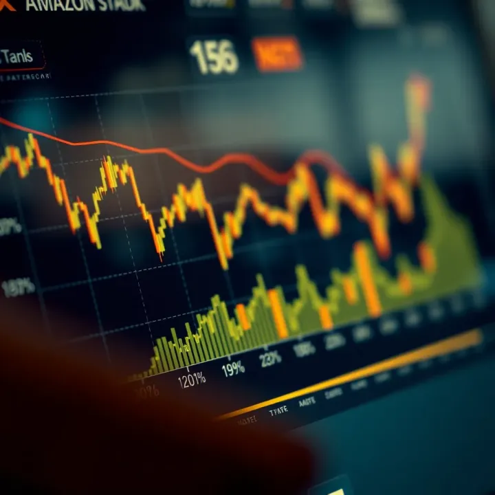 Graph showing Amazon's stock market performance and growth trends with a focus on global and Pakistani market impact