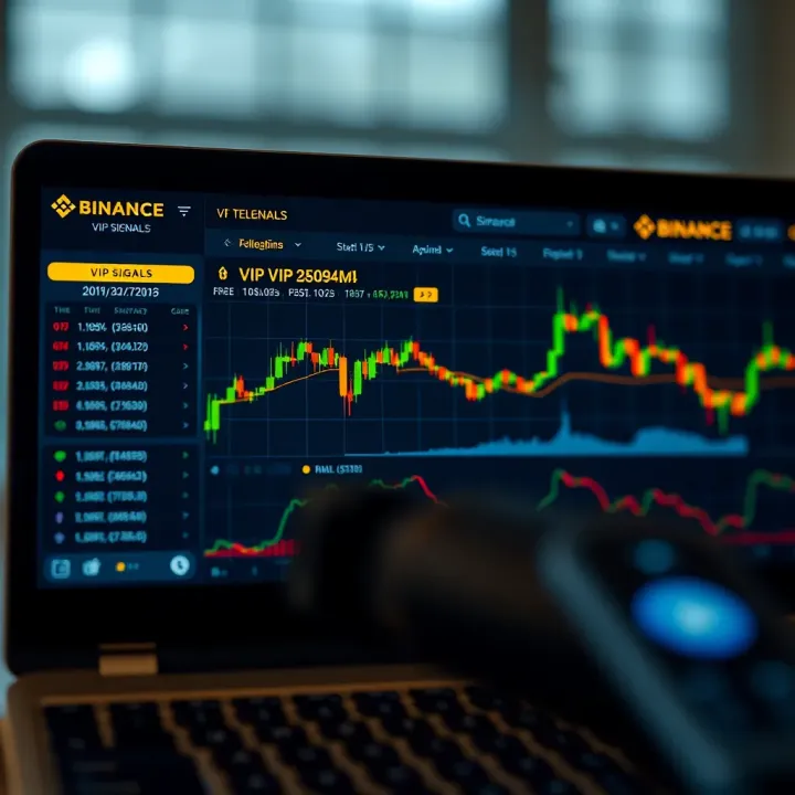 Telegram interface showing Binance VIP trading signals with real-time data