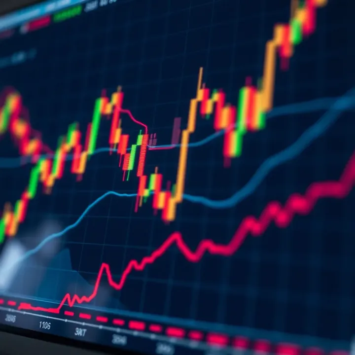 Asset Price Movement with Binary Trading Predictions Graph showing asset price movement with binary trading prediction options