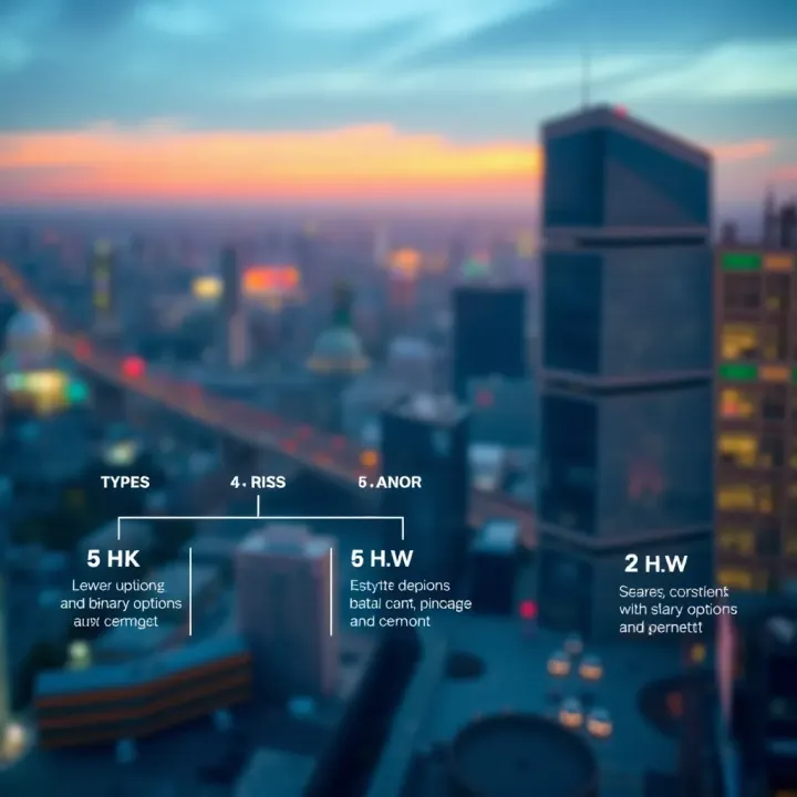 Overview of Binary Options and Risk Factors Diagram illustrating types of binary options and associated risk levels