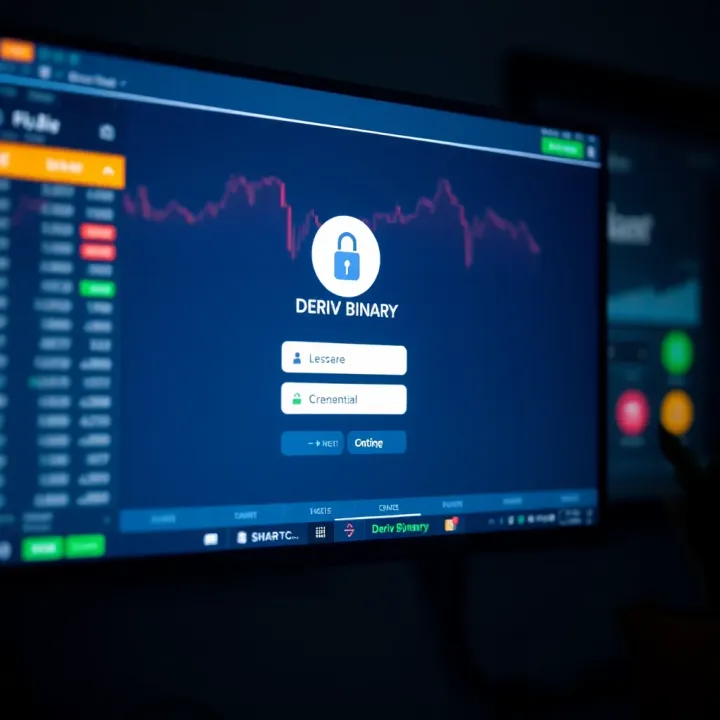 Secure login interface of the Deriv Binary trading platform displaying a user entering credentials