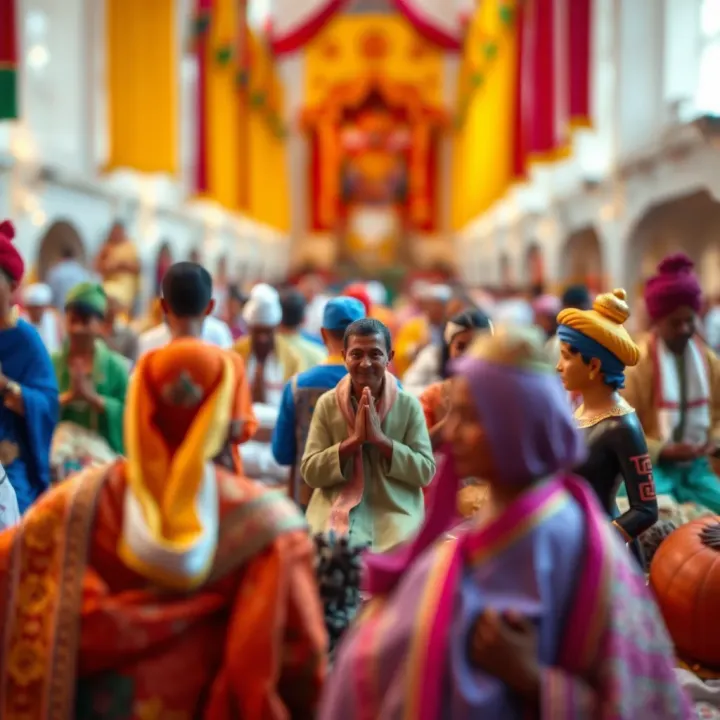 Diverse Traditions of Prayer Colorful cultural symbols representing diverse prayer traditions around the world