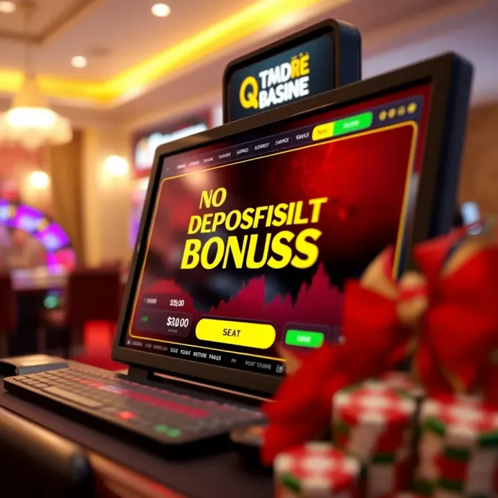 Digital Casino Screen Featuring No Deposit Bonus Offer Illustration showing a digital casino screen highlighting a no deposit bonus offer