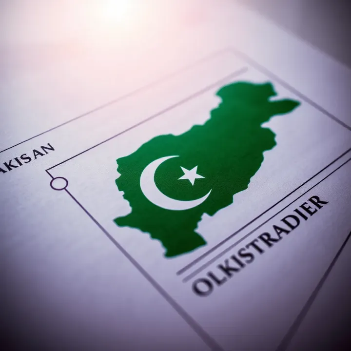 Map of Pakistan highlighting legal aspects of online trading with Olymp Trade