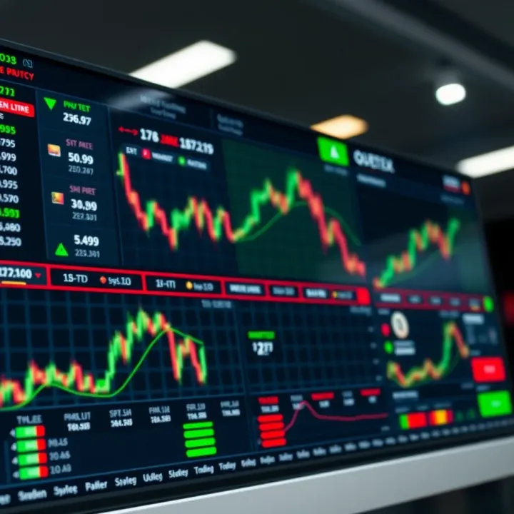 Quetex Financial Market Dashboard Overview Dashboard showing real-time financial market data and trading options on Quetex platform