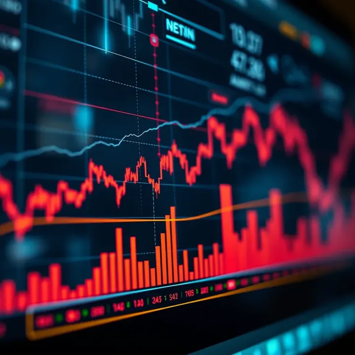 Line Chart Illustrating Price Changes in Trading Markets Line chart displaying stock price fluctuations over time with annotation