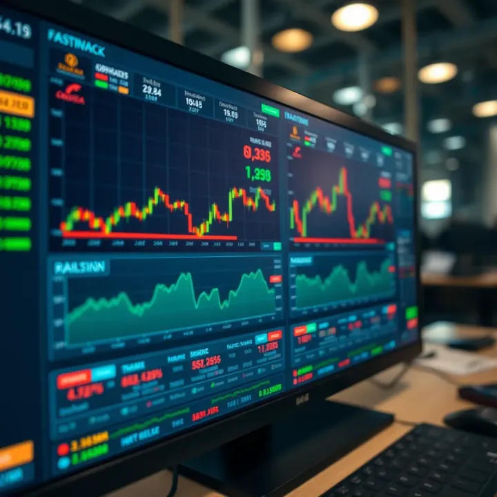 Digital Trading Platform Dashboard with Market Analytics Dashboard of a digital trading platform showing market charts and trading options