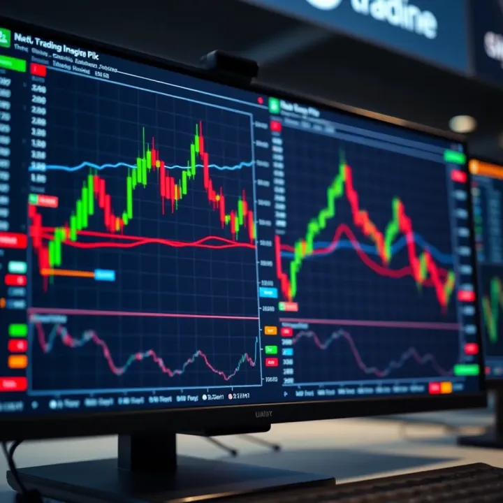Modern Trading Platform Interface with Market Charts User interface of a modern trading platform displaying charts and market data