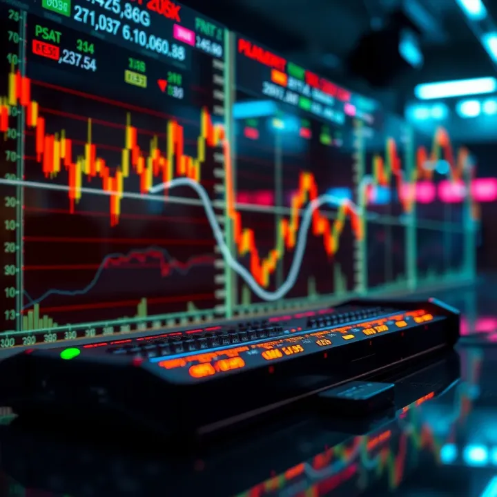 Conceptual illustration of algorithm-driven financial market interactions and robotic trading strategies