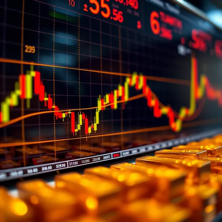 Graph showing fluctuations in gold prices with XAU USD trading indicators