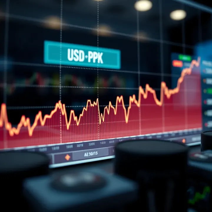 Graph showing fluctuations of US Dollar against Pakistani Rupee over time