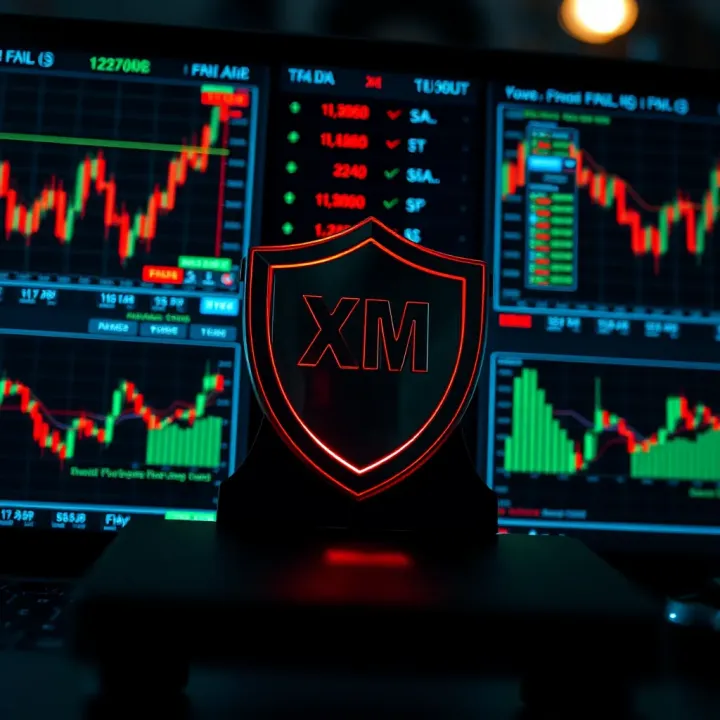 Safe and secure online forex trading on XM platform with charts and protective shield visuals